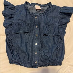 Gap x LoveShackFancy Limited Edition Denim Ruffle Top 🌸